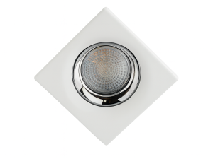 BASE DE GU10 EMBUTIDO CUADRADO BLANCO/CROMADO