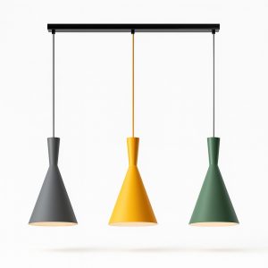 LAMPARA COLGANTE 3 COLORES VERDE-AMARILLO-GRIS