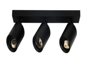 APLIQUE PORTA GU10 DE 3 FOCOS RECTANGULAR NEGRO DIRIGIBLE