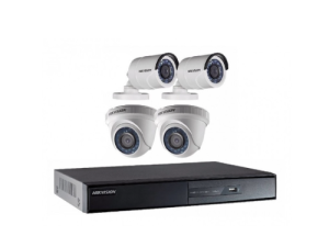KIT ANALOGO CON AUDIO 1080P DVR 4CH 2DOMO+2 BALA + 1TB VIDEO HIKVISION