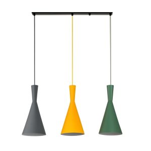 LAMPARA COLGANTE 3 COLORES VERDE-AMARILLO-GRIS