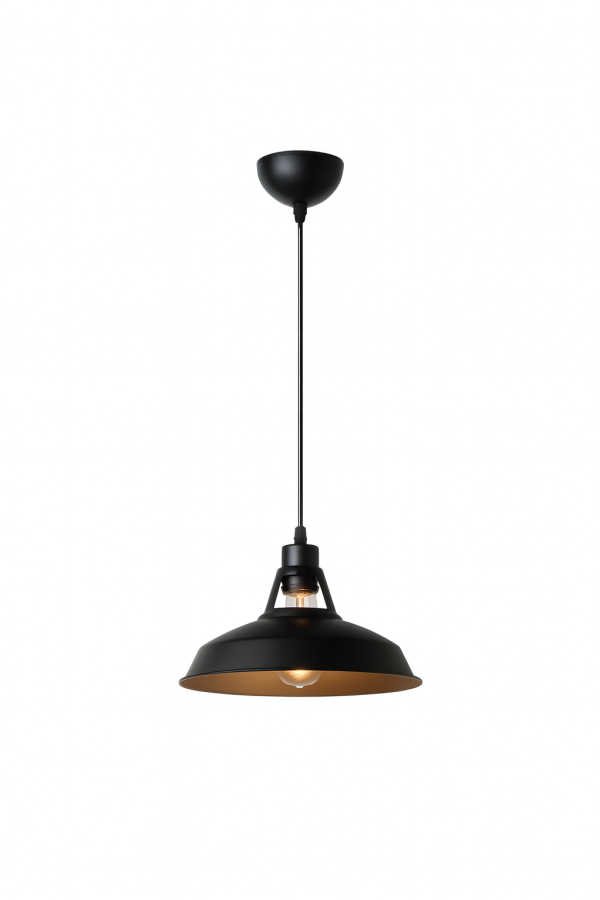 LAMPARA COLGANTE NEGRA - DORADO E27 300CM