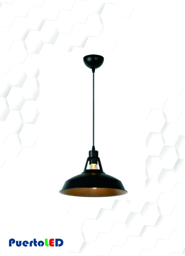 LAMPARA COLGANTE NEGRA - DORADO E27 300CM