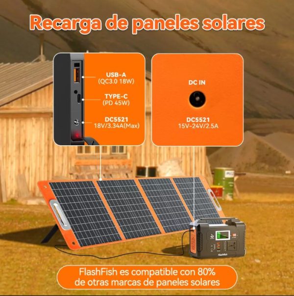 ESTACION DE CARGA SOLAR PORTATIL 200w/151wh Litio - Imagen 7