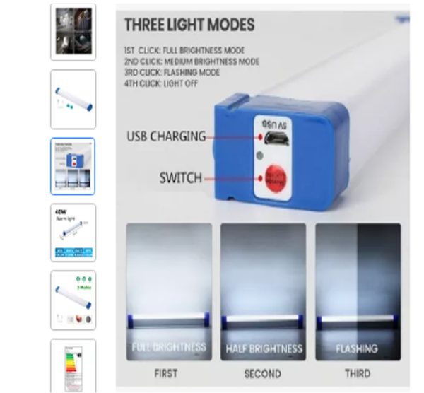 Tubo Led Interior Muro Recargable Usb Imantado - Imagen 4
