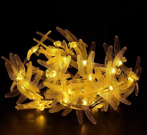 LUCES NAVIDAD LIBÉLULAS SOLAR 5 MTS