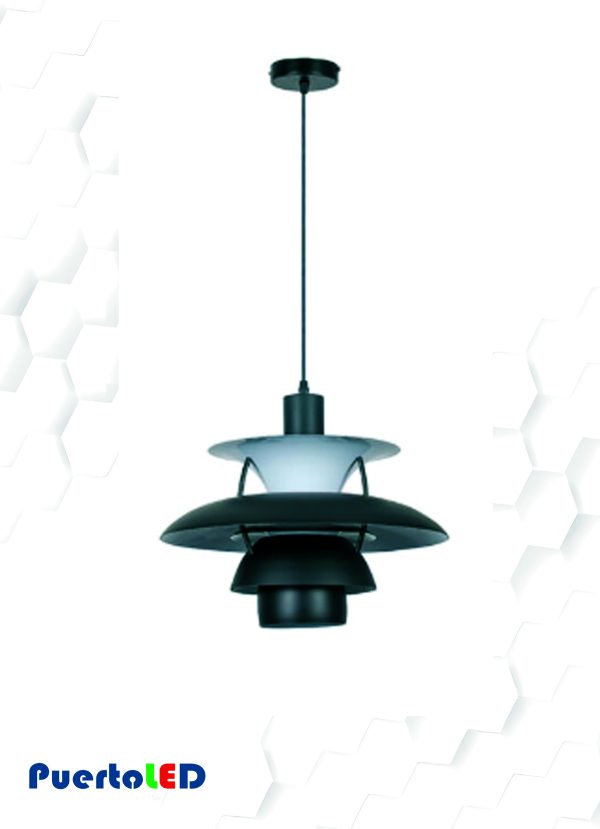 LAMPARA COLGANTE PORTA AMPOLLETA E27 X 1 NEGRA