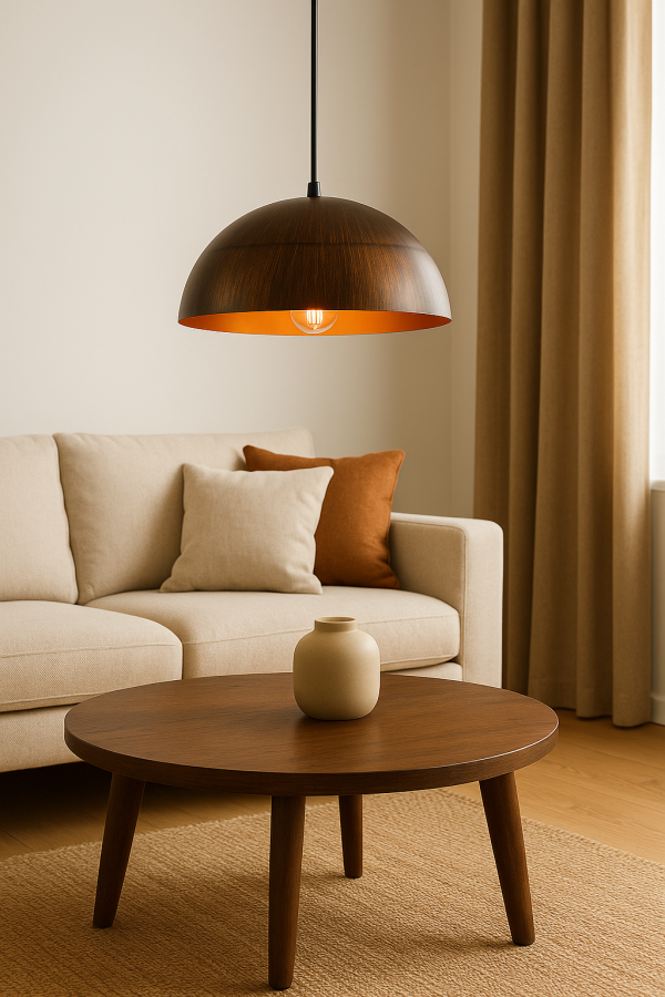 LAMPARA COLGANTE PORTA E27 BRONCE 3PC - Imagen 3