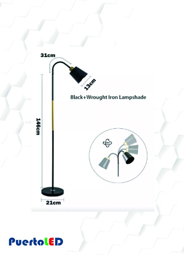 LAMPARA DE PIE ESTILO NORDICO NEGRO - Imagen 4