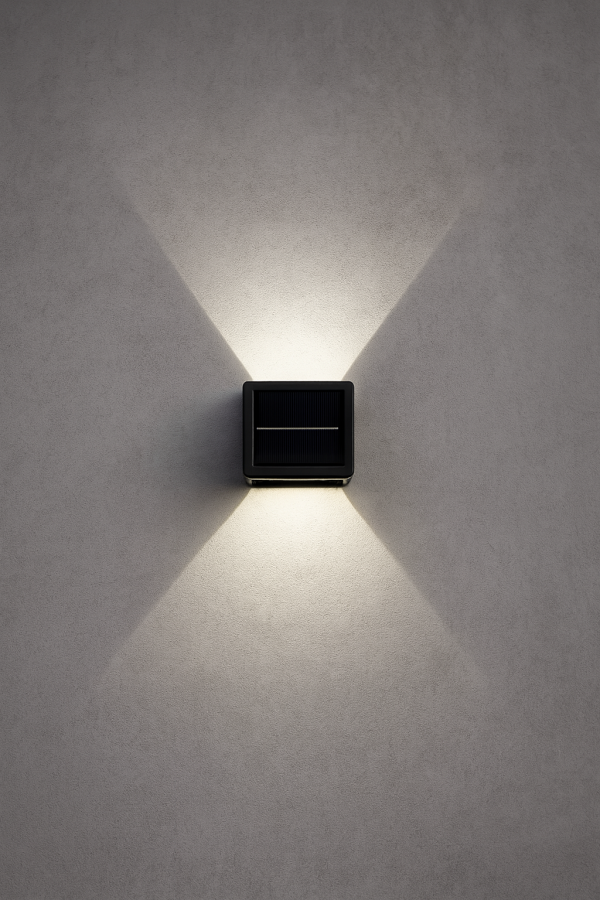 APLIQUE SOLAR CON LUZ AJUSTABLE BIDIRECCIONAL CUADRADO - Imagen 2