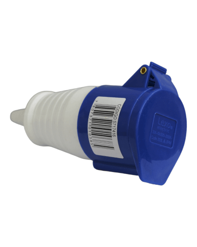 ENCHUFE VOLANTE HEMBRA 2P+T 32A IP44 INDUSTRIAL AZUL MONOFASICO