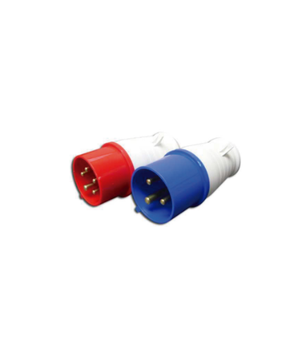 ENCHUFE VOLANTE MACHO 2P+T 16A IP44 INDUSTRIAL AZUL MONOFASICO